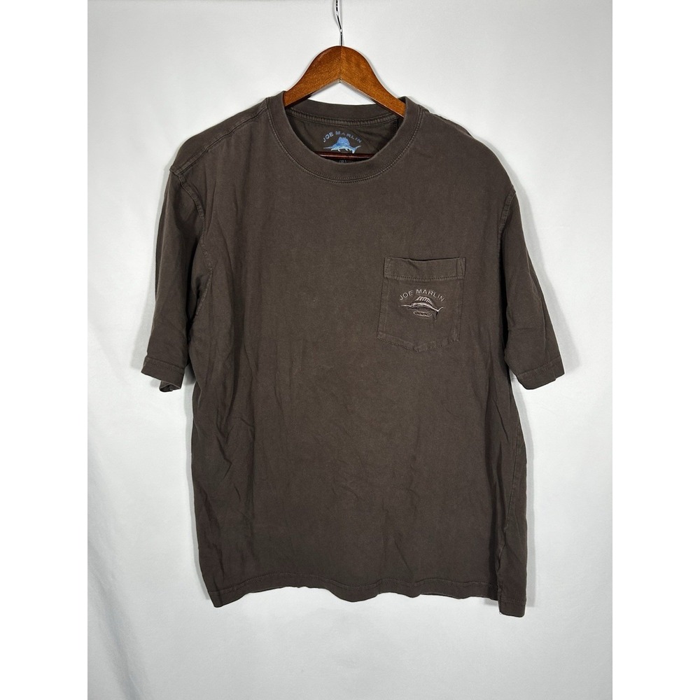 Joe Marlin Men's Relax Brown Pocket Tee Short Sleeve T-Shirt Embroidered Size XL